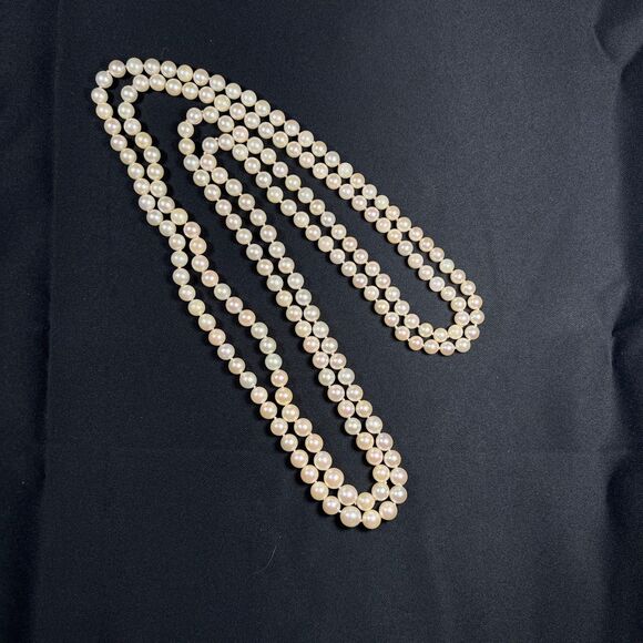 Vintage Pearl double stranded necklace 4mm 8mm - Picture 7 of 9
